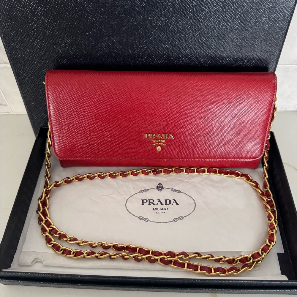 Prada Saffiano Wallet on a Chain